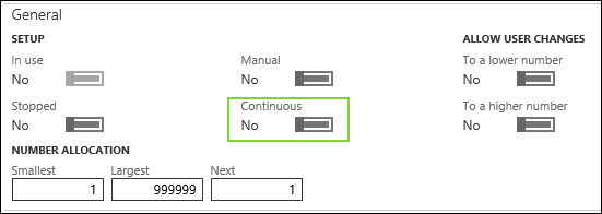 Set the Continuous field to No.